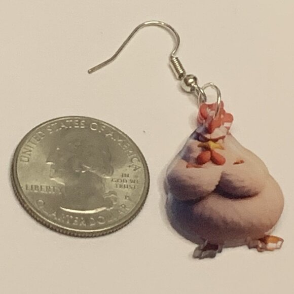 Rooster Earring, Chicken Earring, Silly Animal Earring, Gift Idea, Hen Earring - Picture 5 of 5